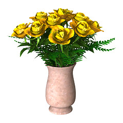 Image showing Yellow Roses on White