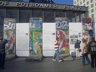 Image showing Remaining pices of the Berlin wall ar Potsdammer Platz