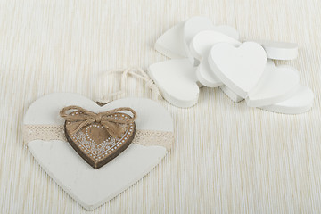 Image showing valentine\'s wooden hearts