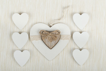 Image showing valentine\'s wooden hearts