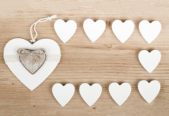 Image showing valentine\'s wooden hearts