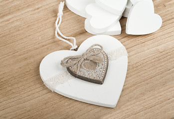 Image showing valentine\'s wooden hearts