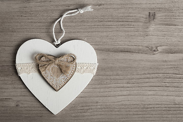 Image showing valentine\'s wooden hearts