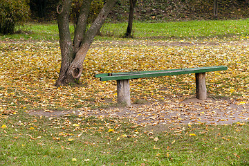 Image showing wooden bench in the park  