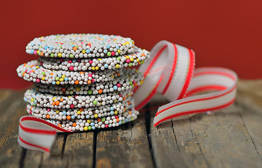 Image showing Christmas chocolate Sprinkle and ribbon