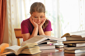 Image showing  teenage girl studying