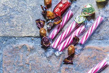 Image showing Candies on a rough plain