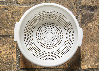 Image showing White plastic colander