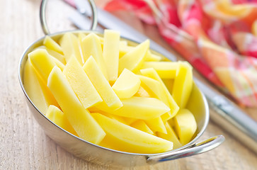 Image showing raw potato in metal bowl