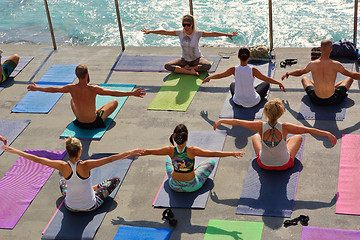 Image showing Yoga by the sea Bondi Australia