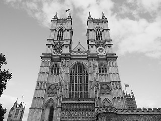 Image showing Black and white Westminster Abbey in London