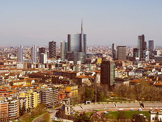 Image showing Retro look Milan aerial view