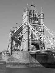 Image showing Black and white Tower Bridge in London