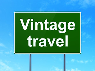 Image showing Travel concept: Vintage Travel on road sign background