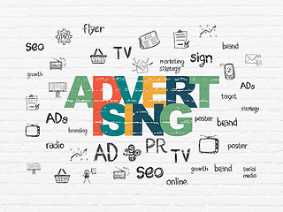 Image showing Marketing concept: Advertising on wall background
