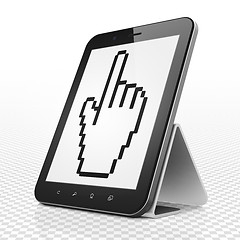 Image showing Social network concept: Tablet Computer with Mouse Cursor on display