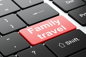 Image showing Tourism concept: Family Travel on computer keyboard background