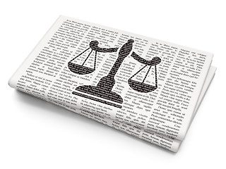 Image showing Law concept: Scales on Newspaper background