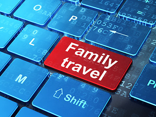 Image showing Vacation concept: Family Travel on computer keyboard background