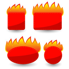 Image showing Set of Burning Paper Red Stickers