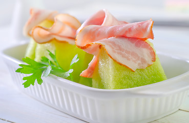 Image showing melon with ham