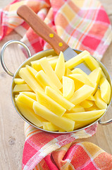 Image showing raw potato in metal bowl