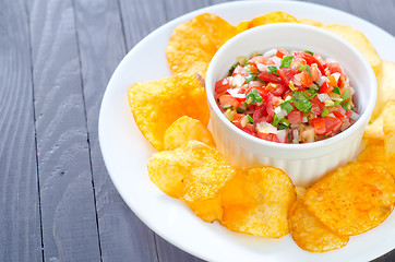 Image showing nachos with salsa