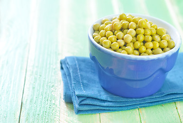 Image showing peas in the blue bowl