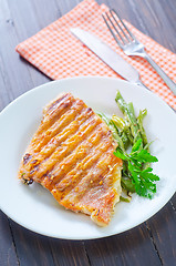 Image showing fried fish with green beans