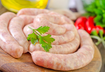 Image showing raw sausages