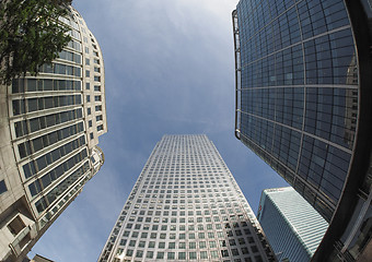 Image showing Canary Wharf skyline in London
