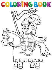 Image showing Coloring book knight on horse theme 1