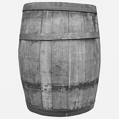 Image showing Black and white Wine or beer barrel cask
