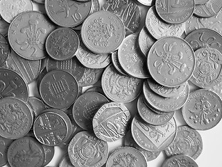 Image showing Black and white Pound coins