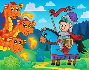 Image showing Knight on horse and lurking dragon