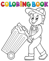 Image showing Coloring book garbage collector theme 1