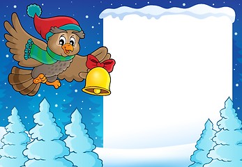 Image showing Christmas owl theme frame 1