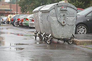 Image showing Garbage Containers Full, Overflowing