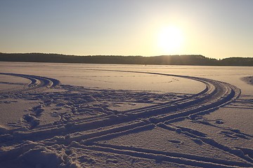 Image showing Frozen lake sunset