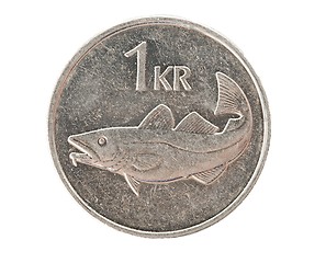 Image showing Icelandic one krona coin