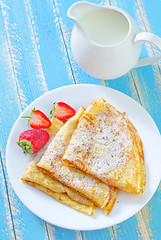 Image showing pancakes with strawberry