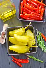 Image showing chilli peppers and peppercini