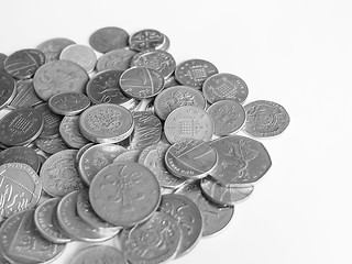 Image showing Black and white Pound coins