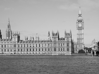 Image showing Black and white Houses of Parliament in London