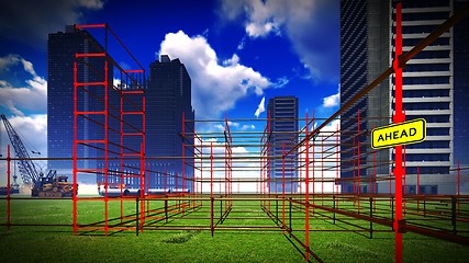 Image showing construction site at sunset