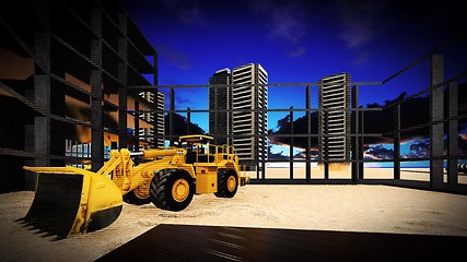 Image showing construction site at sunset