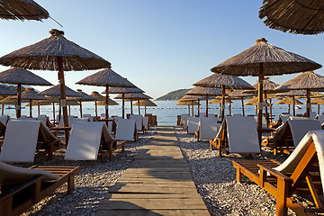 Image showing umbrellas on a beach  