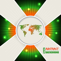Image showing Abstract orange green background with world map