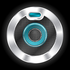 Image showing Cool metallic speaker with hexagon mesh