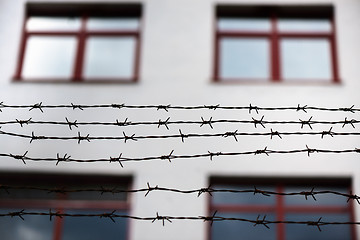 Image showing Barbed wire and fence at the prison